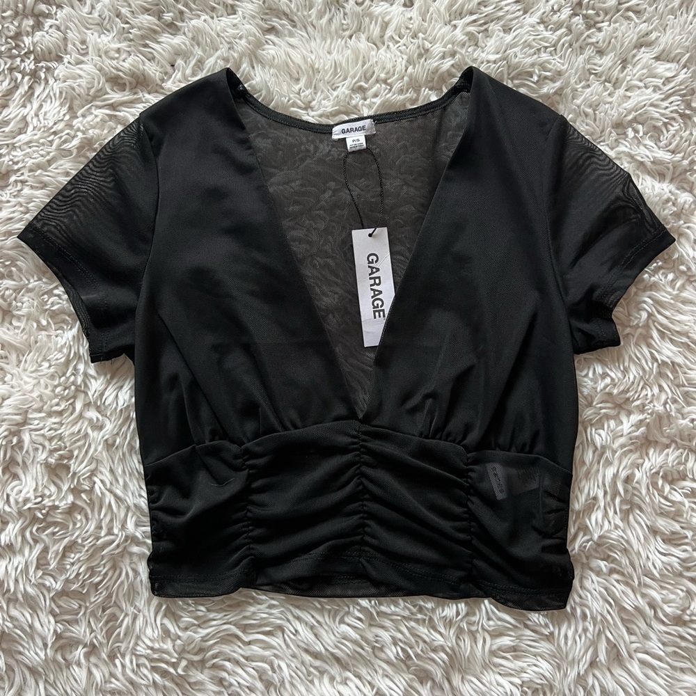 NWT Garage Black Mesh Shirt